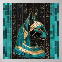 Póster Bastet de diosa gata egipcia -arte mosaico