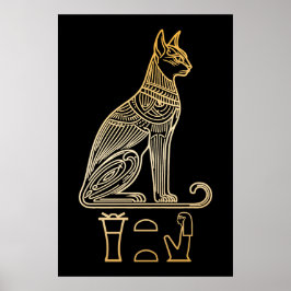 Póster Bastet, diosa egipcia del gato. Nombre en jeroglíf