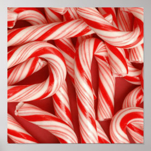 Póster Bastones de caramelo deliciosos de hierbabuena del