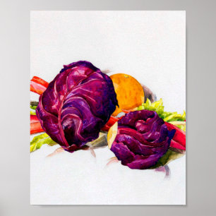 Póster Basura roja, ruibarbo y naranja de Charles Demuth