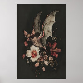 Póster Bat Floral Wall Art Printable Dark Gothic Cottagec