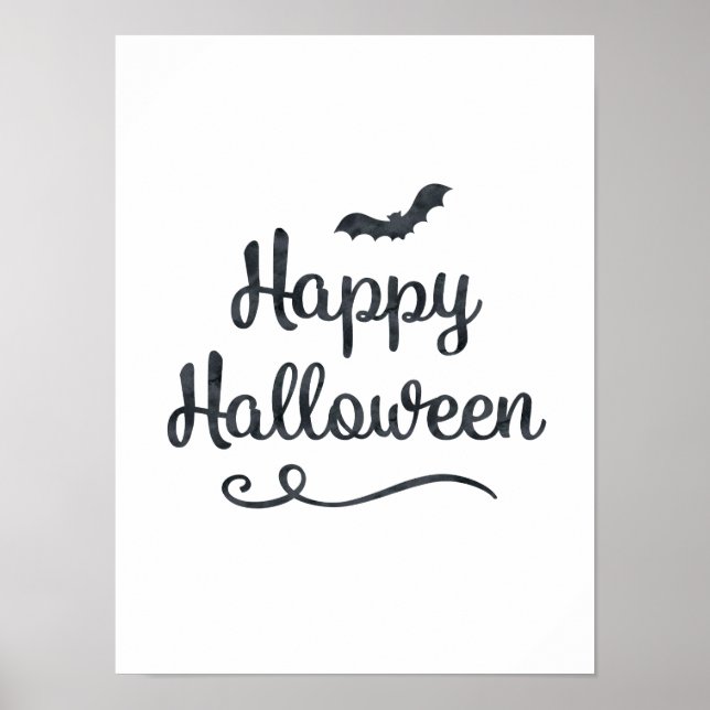Póster Bat Happy Halloween Fiesta Cute Typography Art (Frente)
