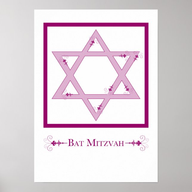 Póster bat mitzvah (estrella de david elegance) (Frente)