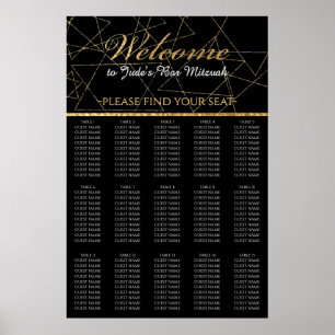 Póster Bat Mitzvah Gold Stars