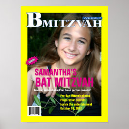 Póster Bat Mitzvah Magazine Poster Rosa Amarillo