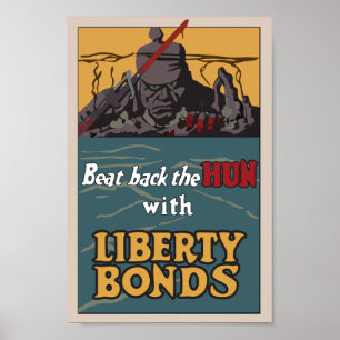 Póster Bata detrás el poster de la propaganda del Hun WW1