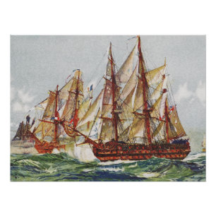Póster Batalla de barcos de Trafalgar