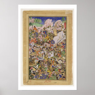 Póster Batalla de Bundi, del Akbarnama, c.1590 (gouac