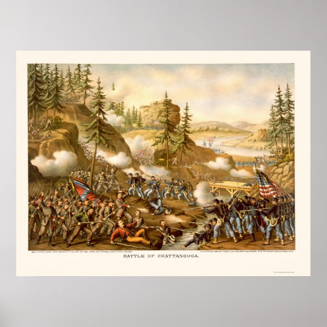 Póster Batalla de Chattanooga por Kurz y Allison 1863 (Frente)