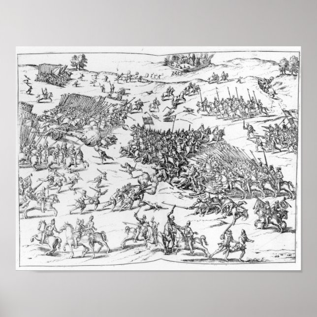 Póster Batalla de Courtrais entre francés y flamenco (Frente)