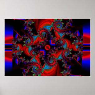 Póster Batalla de dos colores azul, rojo y verde