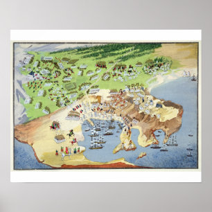 Póster Batalla de El Pireo, de la historia pictórica de t