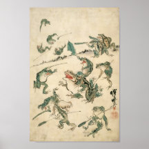 Batalla de las ranas Kawanabe Kyosai