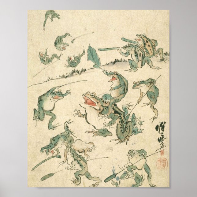 Póster Batalla De Las Ranas - Kawanabe Kyosai (Frente)