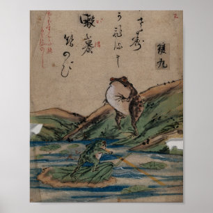Póster  "Batalla de las Ranas" por Kawanabe Kyōsai