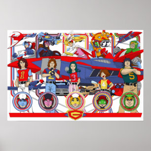 Póster Batalla de los Planetas Gatchman G force vintage c