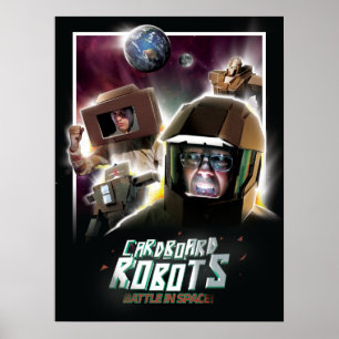 Póster Batalla de los robots de la cartulina en espacio