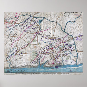 Póster Batalla de Shiloh - mapa panorámico 3 de la guerra