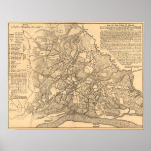Póster Batalla de Shiloh - mapa panorámico de la guerra
