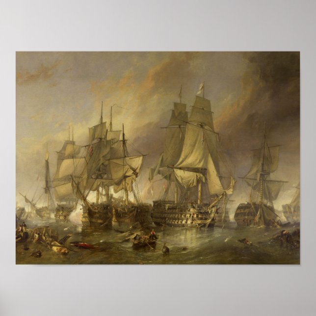 Póster Batalla de Trafalgar Poster W C Stanfield 1836 (Frente)