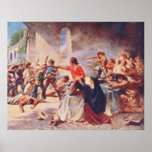 Póster Batalla del Álamo por Percy Moran