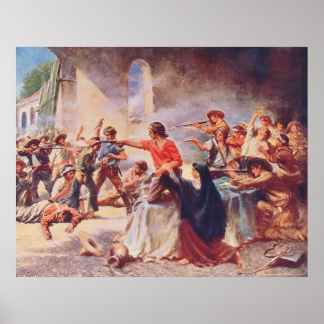 Póster Batalla del Álamo por Percy Moran (Frente)