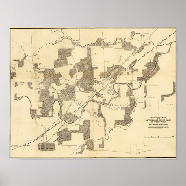 Póster Batalla del río Stones - Guerra Civil Panorámica (Frente)