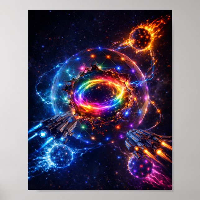 Póster Batalla Espacial de Ciencia Ficción Cerca del Núcl (Frente)