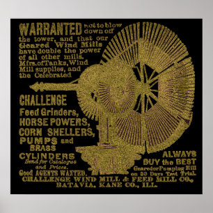 Póster Batavia Illinois Challenge Windmill 1889 Ad