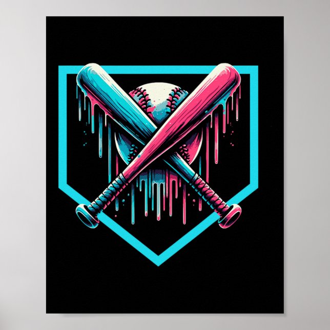 Póster Bate de Béisbol para niños de Béisbol con gota de  (Frente)