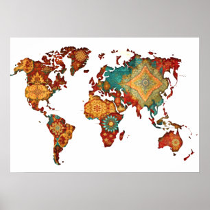 Póster Bateek Wall Art World Map Poster
