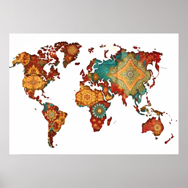Póster Bateek Wall Art World Map Poster (Frente)