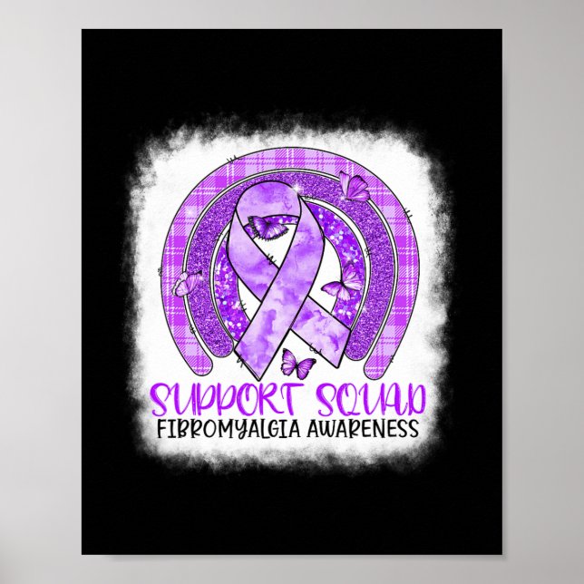 Póster Batería de mariposa Apoyar Arcoiris Fibromialgia C (Frente)