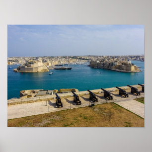 Póster Batería de Saludo de Malta Cañones Gran Puerto