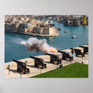 Póster Batería de Salvas de Cañones de Malta La Valeta
