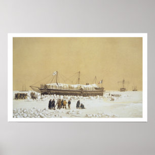 Póster Batería flotante La Tonnante en el hielo antes de 