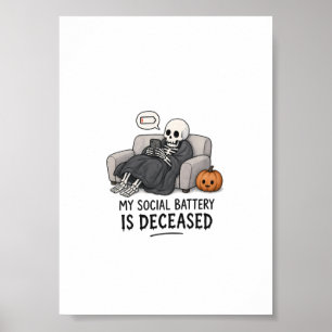 Póster Batería Social de Esqueleto Fallecida Divertido Ha