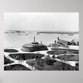 Póster Batería y jardín de Castillo Antiguo