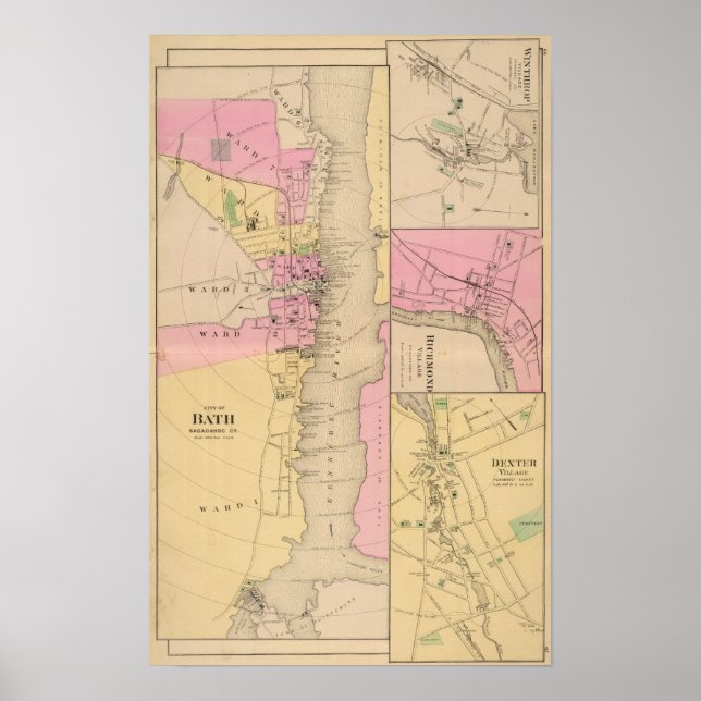 Póster Bath, condado de Sagadahoc (Frente)