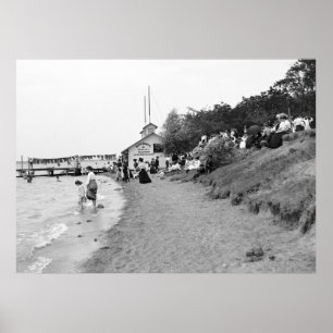 Póster Bath House, isla Bois Blanc, MI 1903