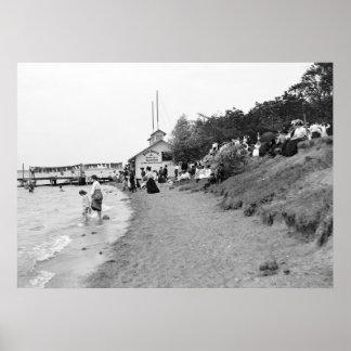 Póster Bath House, isla Bois Blanc, MI 1903