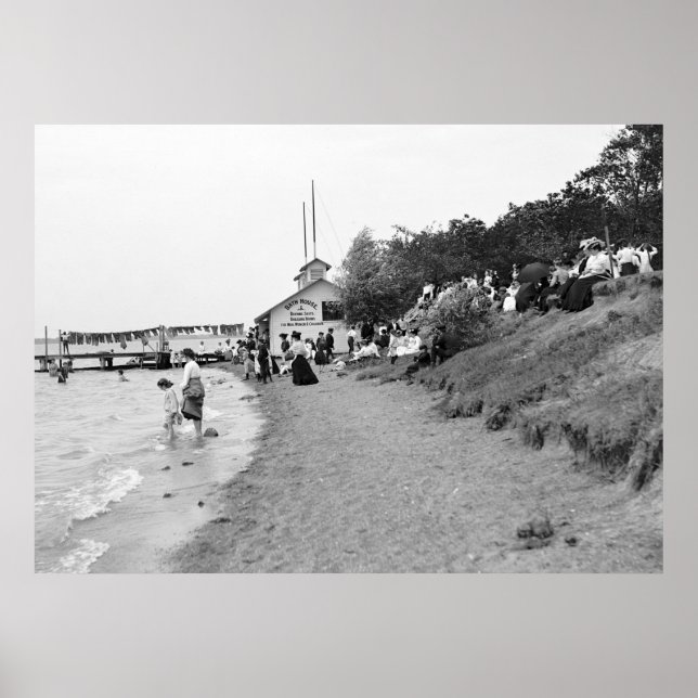 Póster Bath House, isla Bois Blanc, MI 1903 (Frente)