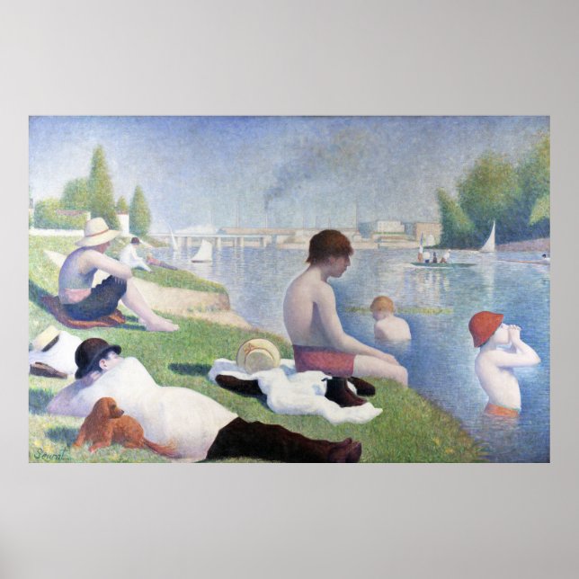Póster Bathers en Asnières, pintura de Georges Seurat (Frente)