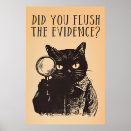 Póster Bathroom Cat Detective
