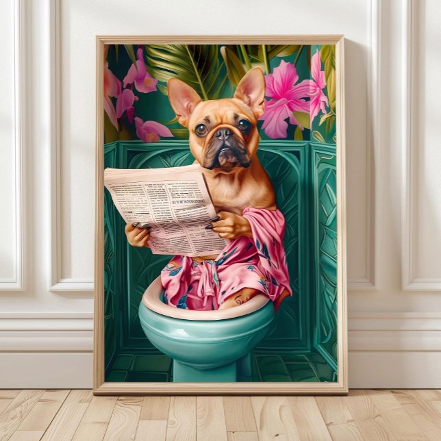 Póster Bathroom Fawn French Bulldog Print Funny Poster Fr (Subido por el creador)