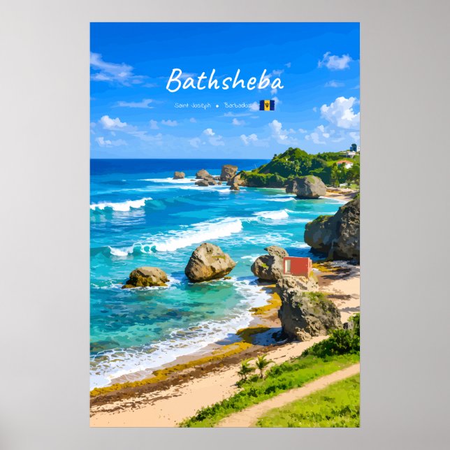 Póster Bathsheba, Barbados - Costa de Playa Tropical (Frente)