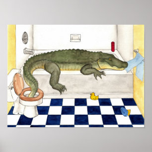Póster Bathtub Alligator
