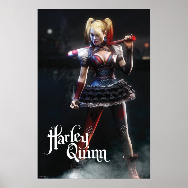 Póster Batman Arkham Knight | Harley Quinn con murciélago (Frente)