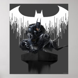 Póster Batman encaramado en un pilar