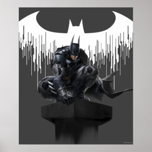 Póster Batman encaramado en un pilar